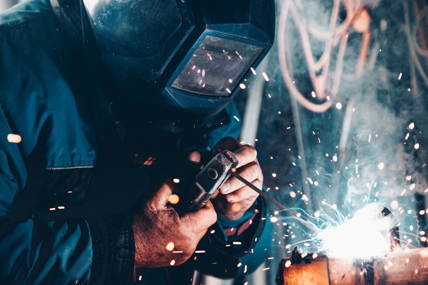 Welder at work on a metal job